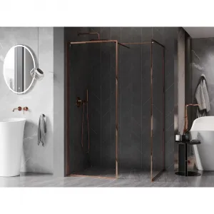 MEXEN/S - Kyoto-F Sprchová zástena WALK-IN s rámom 105 x 70, transparent 8 mm, ružové zlato 800-105-202-04-60-070