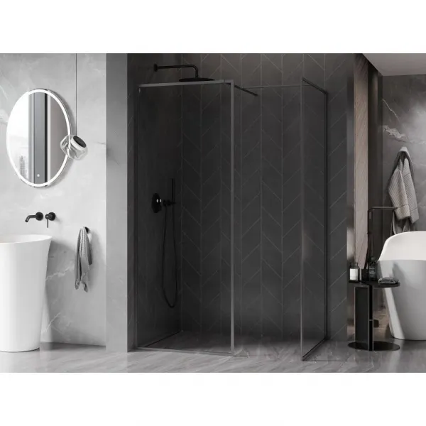 MEXEN/S - Kyoto-F Sprchová zástena WALK-IN s rámom 105 x 80, transparent 8 mm, grafit kartáčovaná 800-105-202-04-66-080