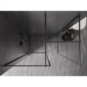 MEXEN/S - Kyoto-F Sprchová zástena WALK-IN s rámom 70 x 70, transparent 8 mm, grafit kartáčovaná 800-070-202-04-66-070
