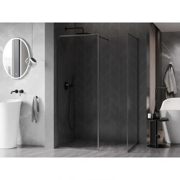 MEXEN/S - Kyoto-F Sprchová zástena WALK-IN s rámom 70 x 70, transparent 8 mm, grafit kartáčovaná 800-070-202-04-66-070