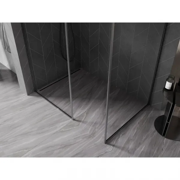 MEXEN/S - Kyoto-F Sprchová zástena WALK-IN s rámom 105 x 80, transparent 8 mm, grafit kartáčovaná 800-105-202-04-66-080