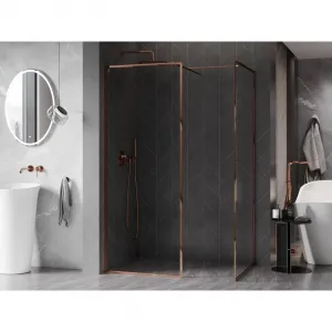 MEXEN/S - Kyoto-F Sprchová zástena WALK-IN s rámom 100 x 70, transparent 8 mm, ružové zlato 800-100-202-04-60-070