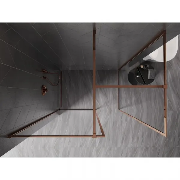 MEXEN/S - Kyoto-F Sprchová zástena WALK-IN s rámom 105 x 70, transparent 8 mm, ružové zlato 800-105-202-04-60-070