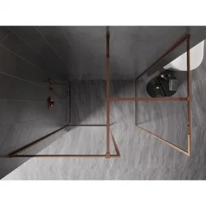 MEXEN/S - Kyoto-F Sprchová zástena WALK-IN s rámom 105 x 70, transparent 8 mm, ružové zlato 800-105-202-04-60-070
