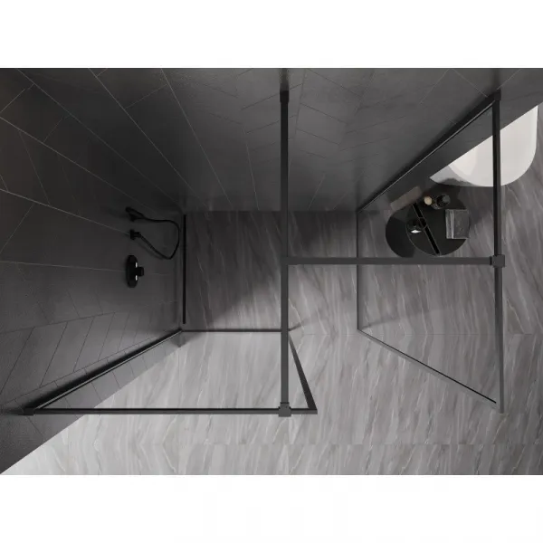 MEXEN/S - Kyoto-F Sprchová zástena WALK-IN s rámom 100 x 100, transparent 8 mm, grafit kartáčovaná 800-100-202-04-66-100
