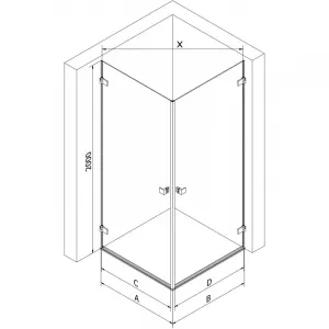 MEXEN/S - Lunar-B Duo sprchovací kút dvere krídlové 85 x 75, transparent, chróm 832-085L-075P-01-00