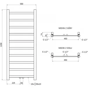 MEXEN - Bolt vykurovací rebrík/radiátor 1200 x 500 mm, 251 W, chróm W126-1200-500-00-01