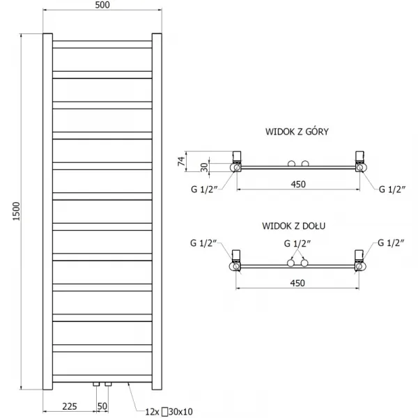 MEXEN - Bolt vykurovací rebrík/radiátor 1500 x 500 mm, 389 W, biela W126-1500-500-00-20