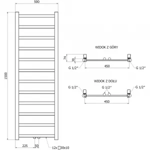 MEXEN - Bolt vykurovací rebrík/radiátor 1500 x 500 mm, 389 W, biela W126-1500-500-00-20