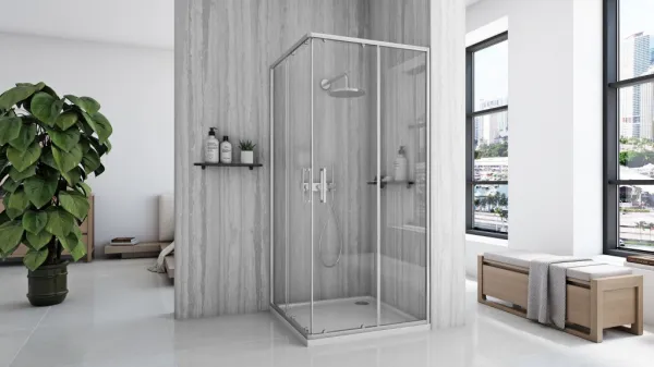 REA/S - Sprchovací kút City 90x90 Nickel Brush So sprchovou vaničkou Savoy KPL-E0054