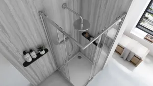 REA/S - Sprchovací kút City 90x90 Nickel Brush So sprchovou vaničkou Savoy KPL-E0054