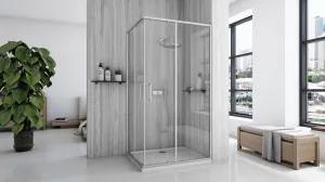REA/S - Sprchovací kút City 80x100 Nickel Brush So sprchovou vaničkou Savoy KPL-E0059