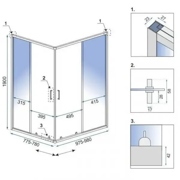 REA/S - Sprchovací kút City 80x100 Nickel Brush So sprchovou vaničkou Savoy KPL-E0059