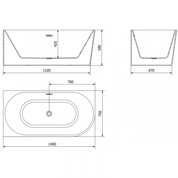 Mexen Mia 140 x 75 cm 52691407575L-01