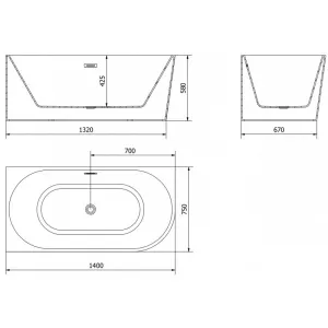 Mexen Mia 140 x 75 cm 52691407575L-01