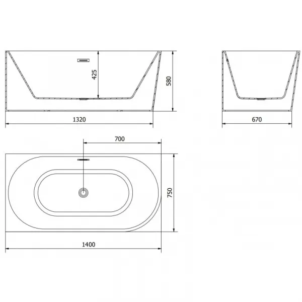 Mexen Mia 140 x 75 cm 52691407500L-01