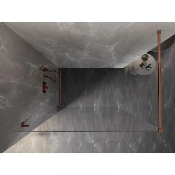 MEXEN/S - Lunar Sprchová zástena WALK-IN ľavá 80 x 200, transparent 8 mm, ružové zlato 830-080-000-60-00-L