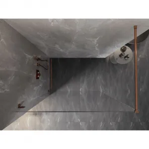 MEXEN/S - Lunar Sprchová zástena WALK-IN ľavá 80 x 200, transparent 8 mm, ružové zlato 830-080-000-60-00-L