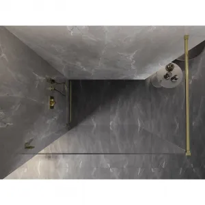 MEXEN/S - Lunar Sprchová zástena WALK-IN ľavá 90 x 200, transparent 8 mm, zlato 830-090-000-50-00-L