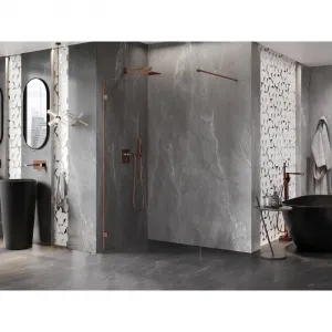MEXEN/S - Lunar Sprchová zástena WALK-IN ľavá 120 x 200, transparent 8 mm, ružové zlato 830-120-000-60-00-L