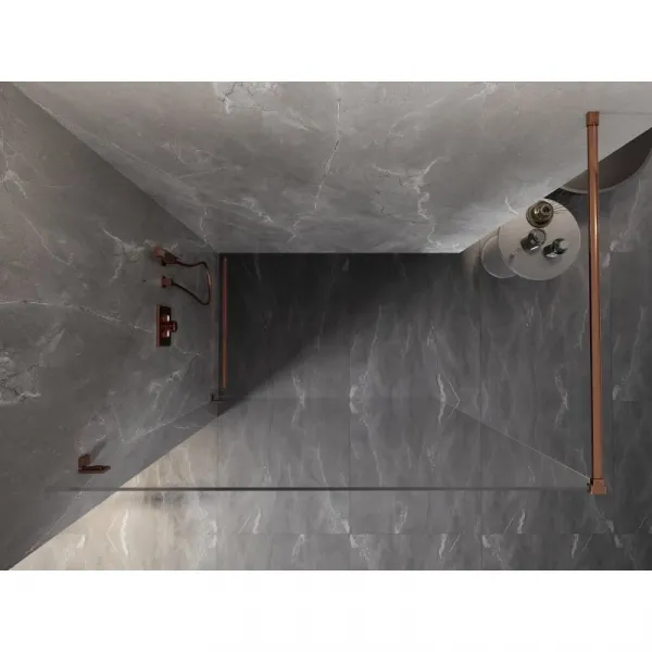 MEXEN/S - Lunar Sprchová zástena WALK-IN ľavá 120 x 200, transparent 8 mm, ružové zlato 830-120-000-60-00-L