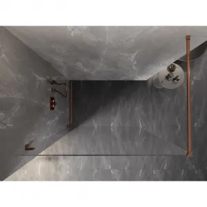 MEXEN/S - Lunar Sprchová zástena WALK-IN ľavá 120 x 200, transparent 8 mm, ružové zlato 830-120-000-60-00-L