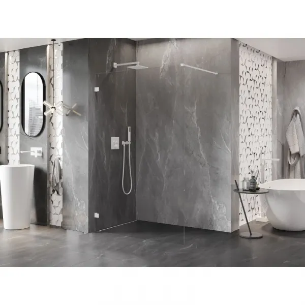 MEXEN/S - Lunar Sprchová zástena WALK-IN ľavá 100 x 200, transparent 8 mm, biela 830-100-000-20-00-L