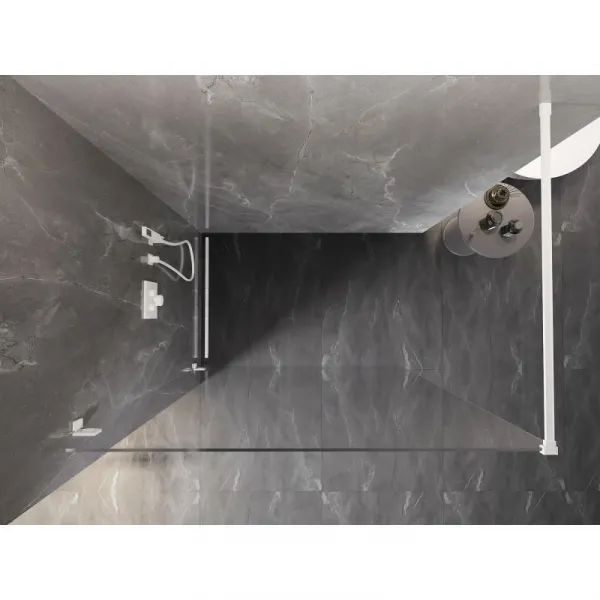 MEXEN/S - Lunar Sprchová zástena WALK-IN ľavá 100 x 200, transparent 8 mm, biela 830-100-000-20-00-L