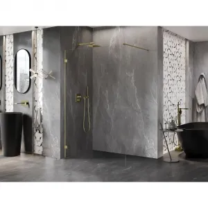 MEXEN/S - Lunar Sprchová zástena WALK-IN ľavá 60 x 200, transparent 8 mm, zlato 830-060-000-50-00-L