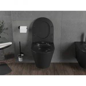 MEXEN - Rico Závesná WC misa Rimless Tornado, čierna mat 3372XX85T