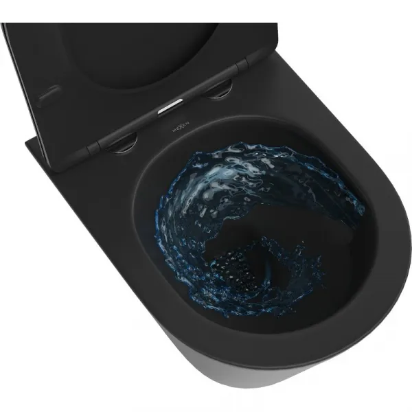 MEXEN - Rico Závesná WC misa Rimless Tornado, čierna mat 3372XX85T