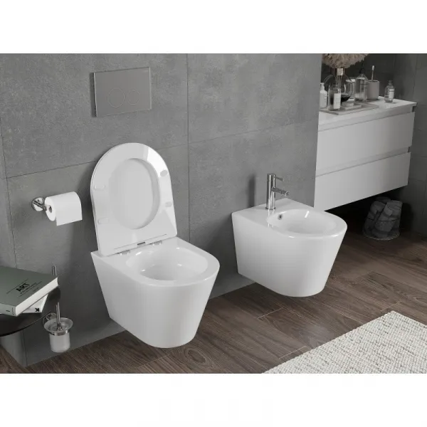 MEXEN - Rico Závesná WC misa Rimless Tornado, biela lesk 3372XX00T