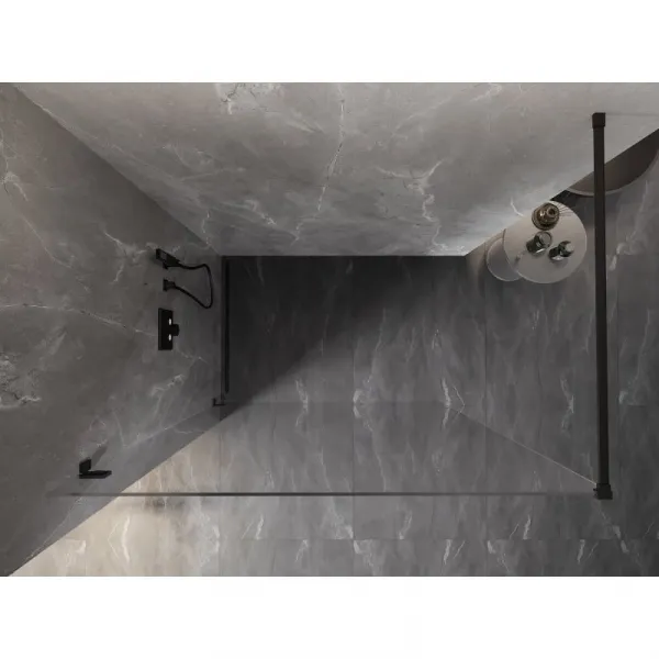 MEXEN/S - Lunar Sprchová zástena WALK-IN ľavá 130 x 200, transparent 8 mm, čierna 830-130-000-70-00-L