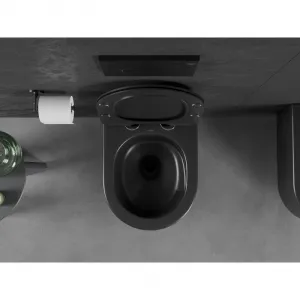 MEXEN/S - Sofia Závesná WC misa Rimless Tornado vrátane sedátka s slow slim, duroplast, čierna mat 30540185T