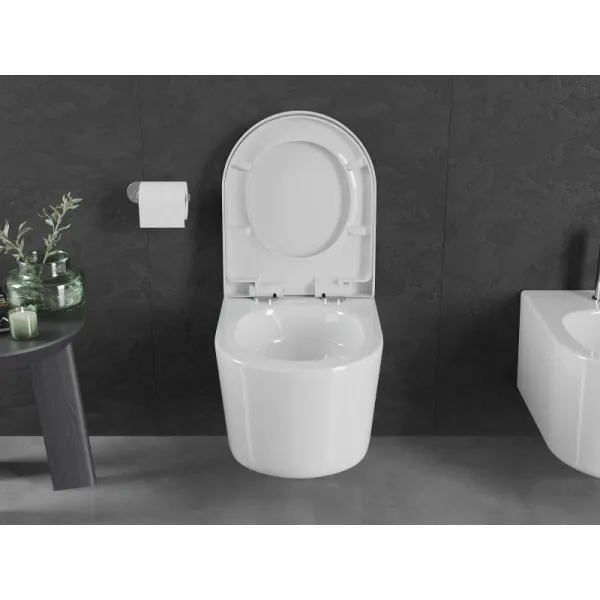 MEXEN/S - Sofia Závesná WC misa Rimless Tornado vrátane sedátka s slow, duroplast, biela lesk 30540200T
