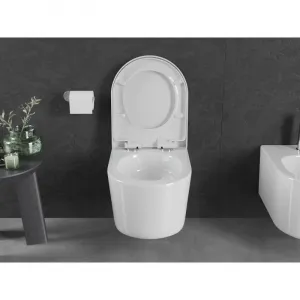 MEXEN/S - Sofia Závesná WC misa Rimless Tornado vrátane sedátka s slow, duroplast, biela lesk 30540200T
