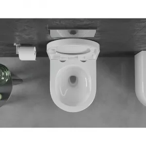 MEXEN/S - Sofia Závesná WC misa Rimless Tornado vrátane sedátka s slow, duroplast, biela lesk 30540200T