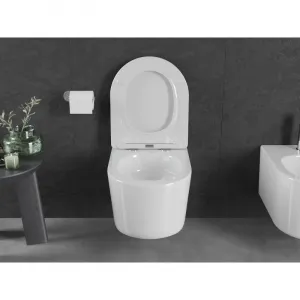 MEXEN/S - Sofia Závesná WC misa Rimless Tornado vrátane sedátka s slow slim, duroplast, biela lesk 30540400T
