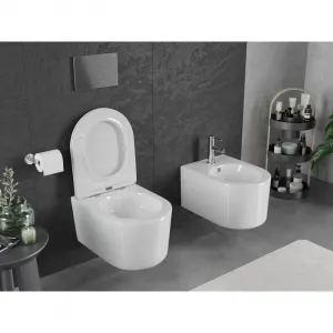 MEXEN/S - Sofia Závesná WC misa Rimless Tornado vrátane sedátka s slow slim, duroplast, biela lesk 30540400T