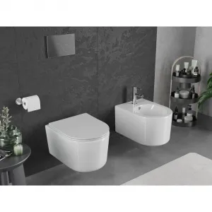 MEXEN/S - Sofia Závesná WC misa Rimless Tornado vrátane sedátka s slow slim, duroplast, biela lesk 30540400T