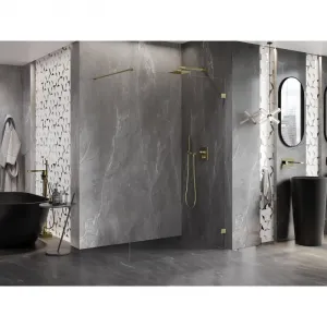 MEXEN/S - Lunar Sprchová zástena WALK-IN pravá 60 x 200, transparent 8 mm, zlato 830-060-000-50-00-P