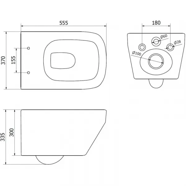 MEXEN/S - Riva Závesná WC misa Rimless Tornado vrátane sedátka s slow slim, duroplast, biela lesk 30630200T