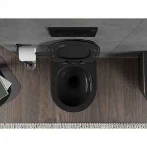 MEXEN/S - Rico Závesná WC misa Rimless Tornado vrátane sedátka s slow slim, duroplast, čierna mat 30720185T