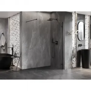 MEXEN/S - Lunar Sprchová zástena WALK-IN pravá 70 x 200, transparent 8 mm, čierna 830-070-000-70-00-P