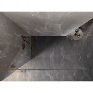 MEXEN/S - Lunar L Sprchová zástena WALK-IN ľavá 80 x 200, transparent 8 mm, meď kartáčovaná 830L-080-000-65-00-L