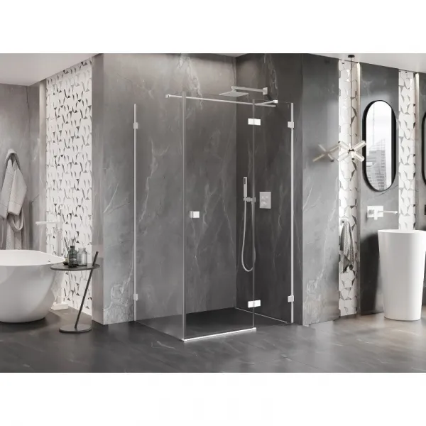 MEXEN/S - Lunar T sprchovací kút dvere krídlové pravá 135 x 70, transparent, biela 834T-135-070-20-00-P