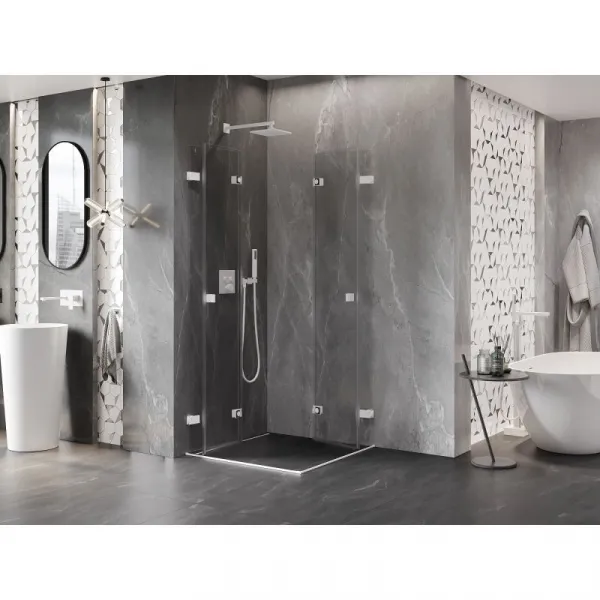 MEXEN/S - Lunar-F Duo sprchovací kút skladacie dvere 80 x 80, transparent, biela 836-080L-080P-20-00