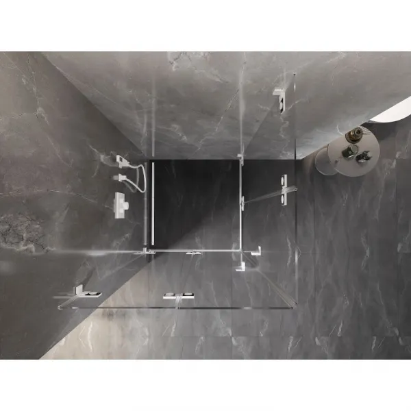 MEXEN/S - Lunar-F Duo sprchovací kút skladacie dvere 80 x 80, transparent, biela 836-080L-080P-20-00