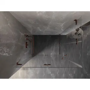 MEXEN/S - Lunar-F Duo sprchovací kút skladacie dvere 95 x 80, transparent, ružové zlato 836-095L-080P-60-00