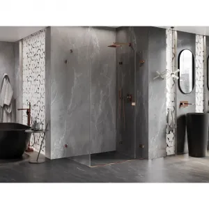 MEXEN/S - Lunar-F sprchovací kút skladacie dvere pravá 100 x 80, transparent, różowe złot 836-100-080-60-00-P